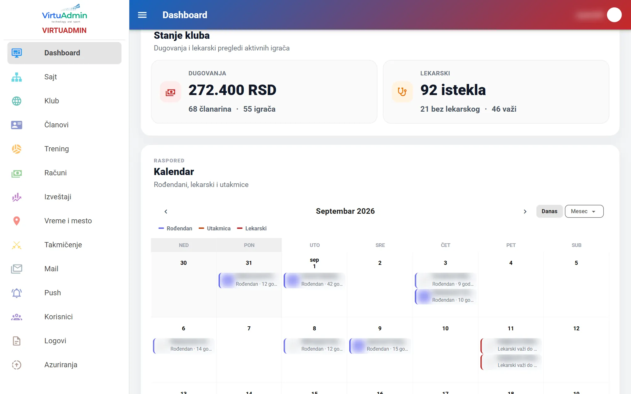 Stanje kluba: dugovanja, lekarski i kalendar rođendana i utakmica